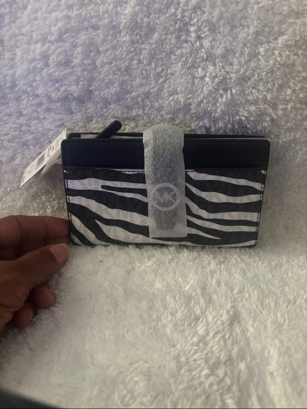 Michael Kors Black and White Zebra Print Card Case Wallet